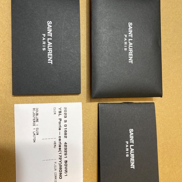 NEW! NWT Saint Laurent YSL Monogram Matelassé Leather Card Case Black Nero - Picture 4 of 6